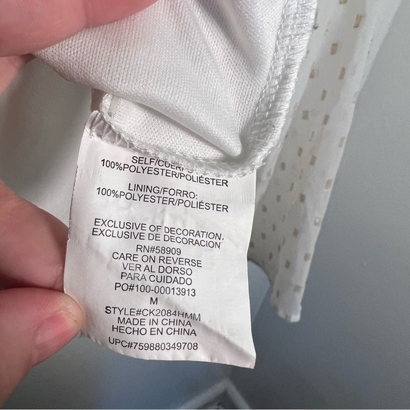 Copper Key Ruffle Blouse White Gold Metallic Squares - Picture 11 of 11